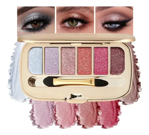Paleta De Sombras Glitter Rosa Azul 6 Colores Mivota