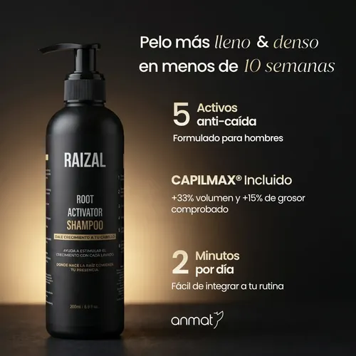 Shampoo Anticaída Hombre Raizal Activador De Raíces 200ml X3