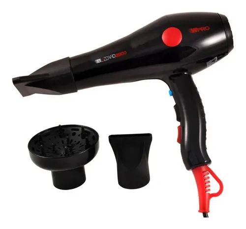Secador De Pelo Profesional Blizzard 2800 Con Difusor Wpro Color Negro