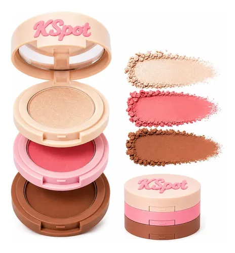 Trío De Maquillaje Facial Kspot 3 En 1: Rubor, Bronceador Y