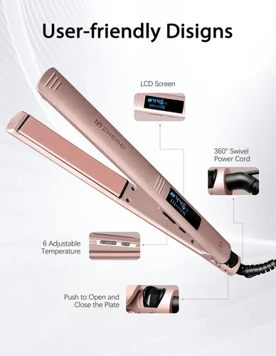 Plancha Alisadora De Pelo Zm Zhemei De 1 Pulgada Con Pantall