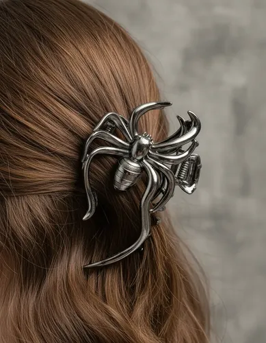 Hebilla Broche Peló Araña En Metal Zamak Fantasía Gris Plomo