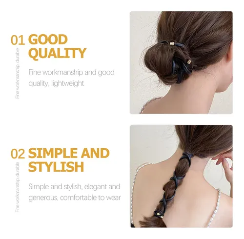 Elegante Juego De 2 Diademas De Cuero Para El Pelo, Perfecto