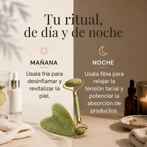 Guasha Facial Rodillo Masajeador Piedra Jade Kit