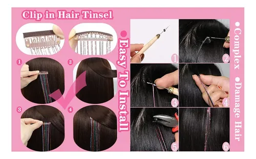 Kit De Oropel Con Clip Para Extensiones De Cabello Para Niña