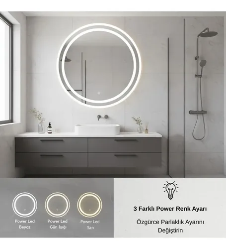 Espejo Baño Inteligente 70cm Luz Led 3 Colores Negro