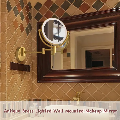 Espejo De Maquillaje De Pared Ledoole Recargable Con Luz Y