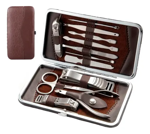 Set Manicura Pedicura 12 Piezas Ergonómico Acero Inoxidable