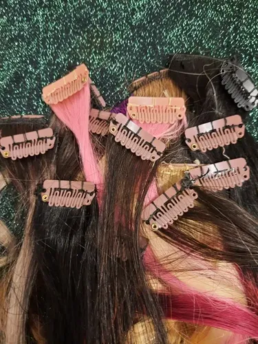 Dos Mechones De Cabello Natural 100% Con Micropeineta Cosida