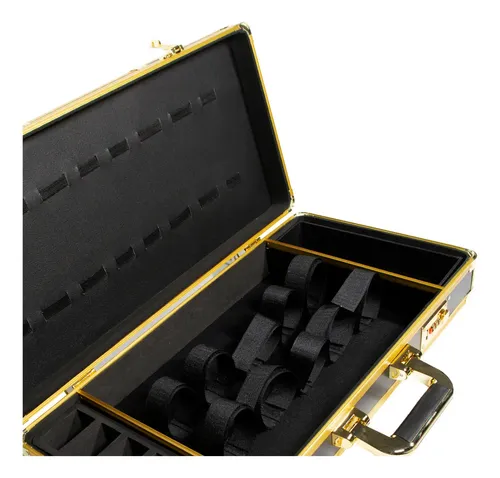 Everest Maletín Organizador Barbería Peluquería Grande Color Negro Y Dorado