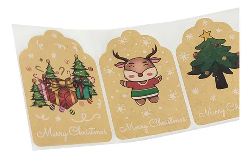 300 Uds. Etiquetas Adhesivas De Feliz Navidad Para Hacer
