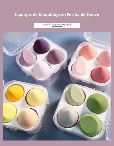 Set 4 Esponjas Blender Para Maquillaje Con Estuche