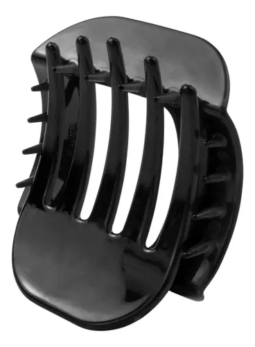 Broches De Pelo Grandes 5 Dientes Cuadrados Pack X 12 Color Negro