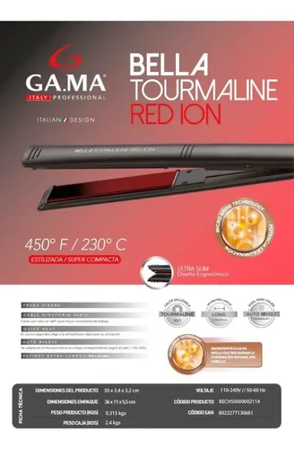 Planchita De Pelo Ga.ma Elegance Slim Negra 230°c