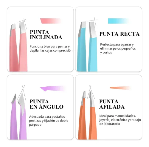 Juego De Pinzas Depilar Para Cejas Con Tijeras Curvadas, Multicolor