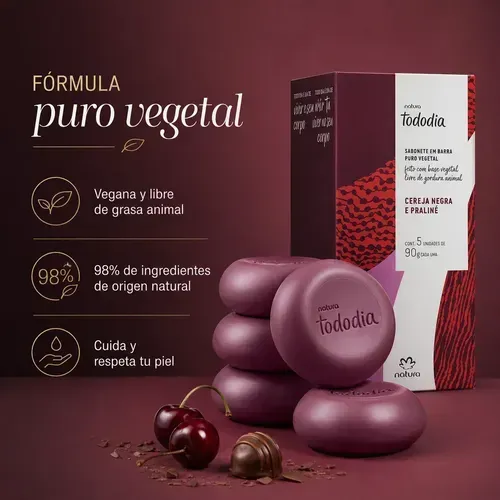 Jabón En Barra Natura Tododia Cereza Negra Y Praline