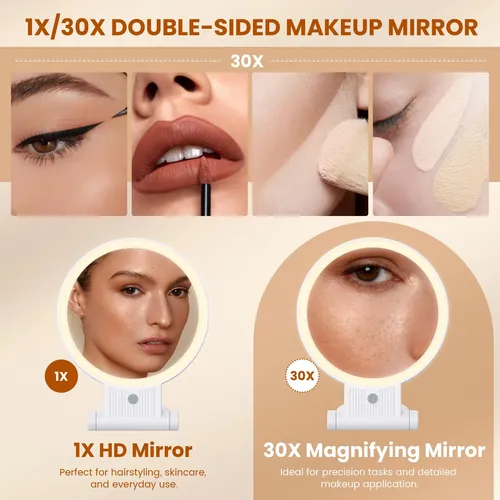 Espejo De Maquillaje Con Luz Led De Aumento De 1x/30x
