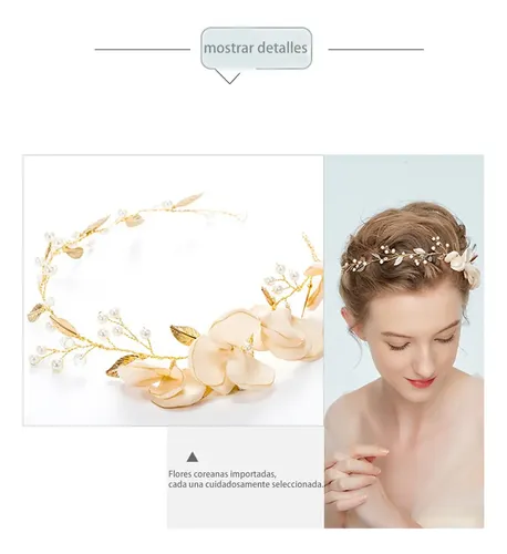 Boda Perla De Cristal Para Piezas De Pelo Nupcial Doradas