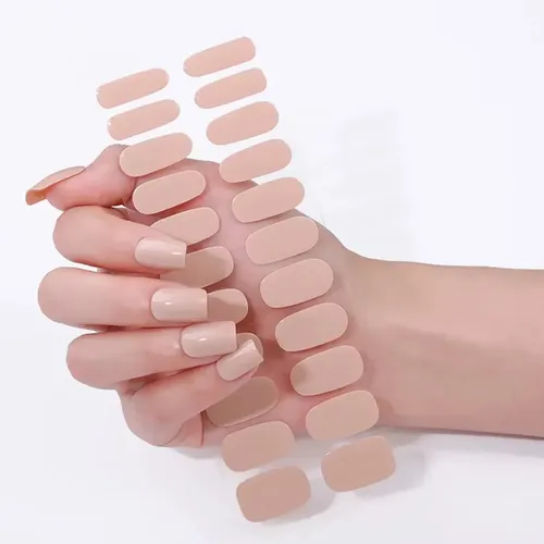 Tiras De Uñas de Gel Premium 22u Autoadhesivas – No Necesitan Lámpara Uv – Nude Beige Claro