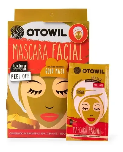 Mascara Facial Gold Mask C/ Hialuronico Otowil Sobre X20g Tipo De Piel Normal