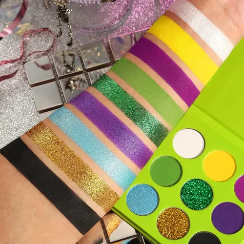 Paleta De Sombras Mardi Gras 9 Colores Vegana, Resistente