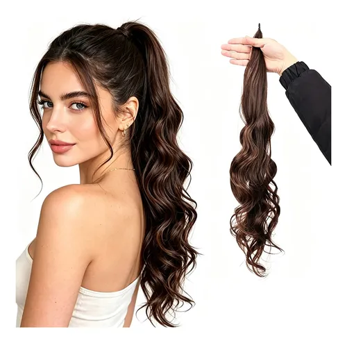 Peluca De Coleta Con Extensiones De Cabello Ondulado