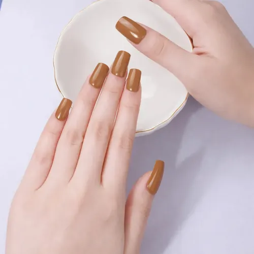 Tiras De Uñas de Gel Premium 22u Autoadhesivas – No Necesitan Lámpara Uv – Marrón Caramelo