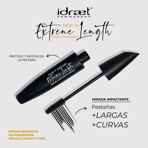 Pump It Mascara De Pestañas Vegana Alargadora Idraet 13 Gr Color Lm10 Black