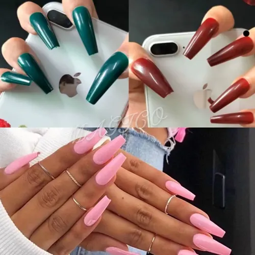 Tips Coffin Ballerina Colores 100 Unidades Uñas Esculpida Color Rosa