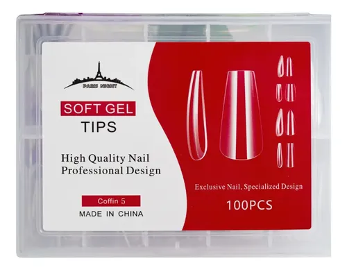 Tips Soft Gel Y Press On Paris Night Coffin Caja X100