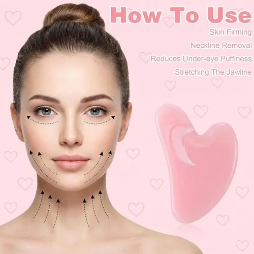 Set 24 Gua Sha Corazón Resina Multicolor Facial Y Corporal