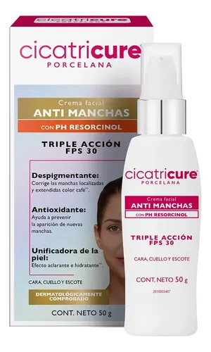 Cicatricure Antimanchas Crema Con Resorcinol X 50g Momento de aplicación Día Tipo de piel Todo tipo