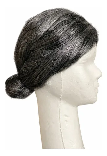 Peluca De Abuela Canosa Disfraz Anciana Teatro Mama Noel Gris Oscuro