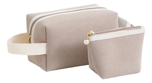Set De Bolsas Cosméticas De Pana, Color Caqui Caqui Corduroy
