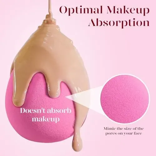 6 Pcs Beakey Super Soft Makeup Sponge Set Pink Latex Free