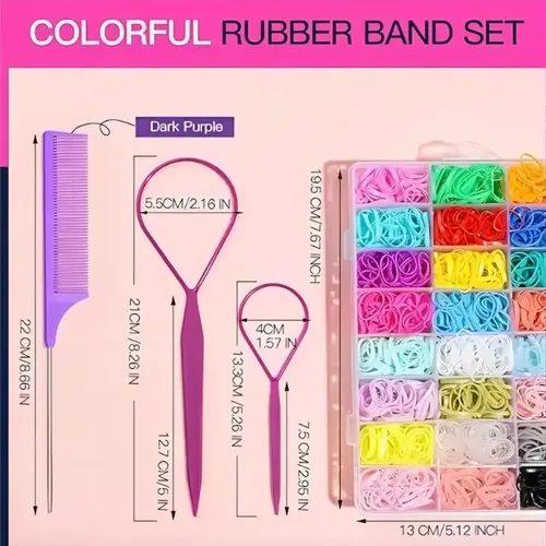 2000 Piezas Mini Ligas Para Cabello Y Pinzas Niñas Multicolor Sólido