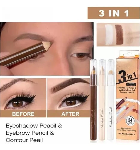 Set De Lápiz Para Cejas Y Ojos 3 En 1, Uock, Color Rubio