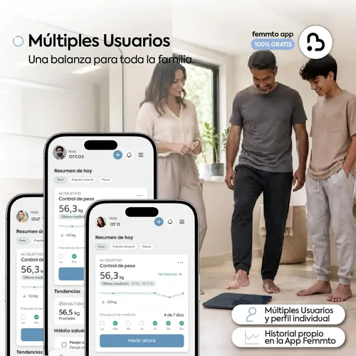 Balanza Digital Bluetooth Corporal Personal Personas Bioimpedancia Pantalla TFT Inteligente Femmto