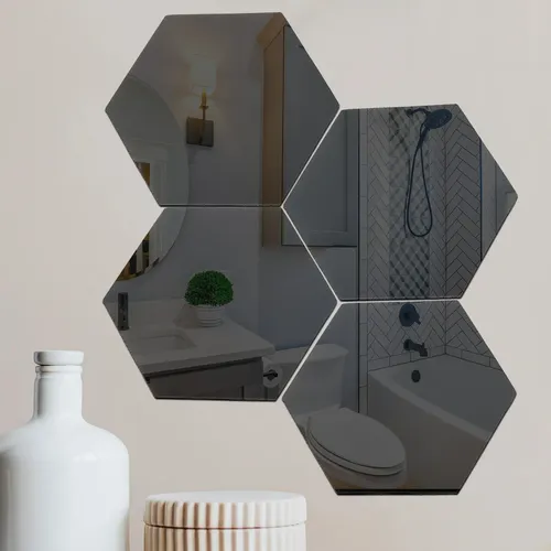 12 Piezas De Espejo De Pared Acrílico En Forma Hexagonal