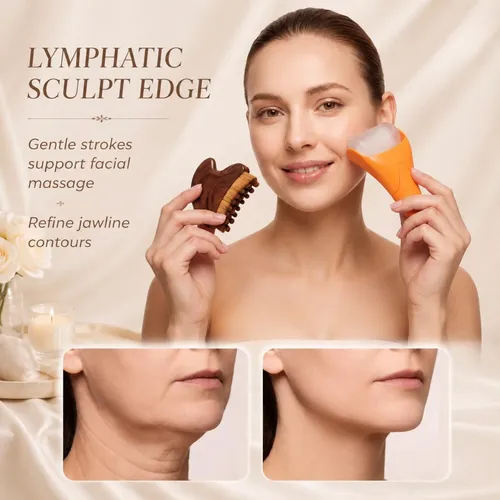 Kit Masajeador Facial 3 En 1 Gua Sha Cepillo Rodillo Jade