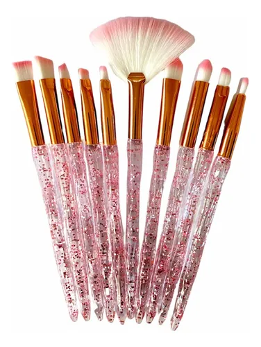 Brochas Pinceles Set X10 Maquillaje Sombras Mango Brillitos