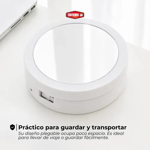 Espejo Aumento Doble Con Luz Led Fría Maquillaje Plegable Usb Pilas