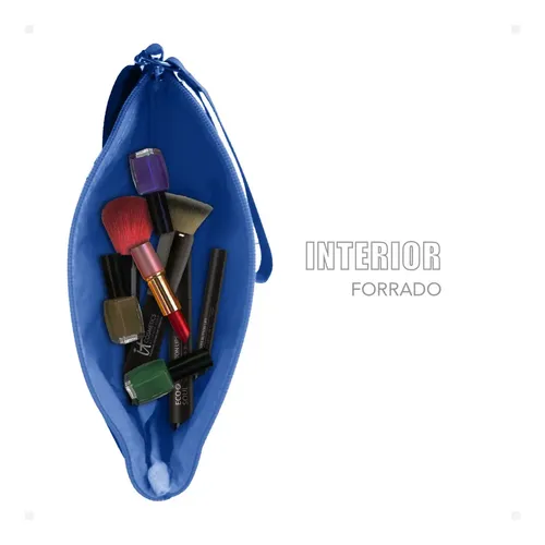 Neceser Moda Muaa Maquillaje Porta Cosméticos Paseo Color Azul Diseño De La Tela Lisa