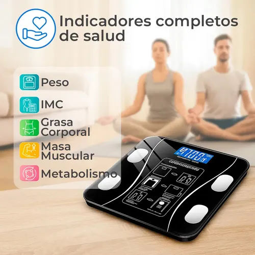 Balanza Digital Inteligente Myal Para Baño Con Bluetooth y Medidor de Grasa e IMC