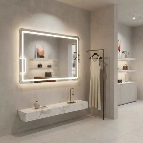 Espejo Rectangular 80×60 Cm Con Luz Led Táctil Para Baño