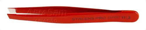 Pinza profesional para cejas Staleks Te-11/3, color rojo