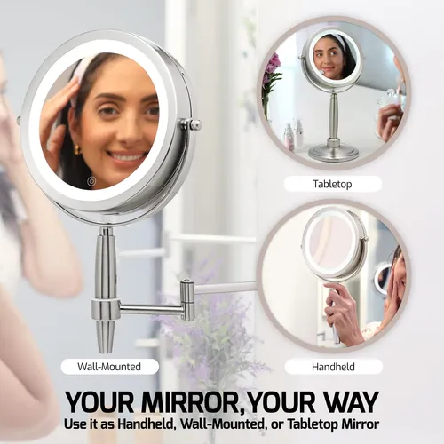 Espejo De Maquillaje Ovente De 18 Cm Iluminado Con Aumento D