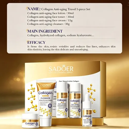 Collagen Skincare Set, 5-piece Facial Care Set