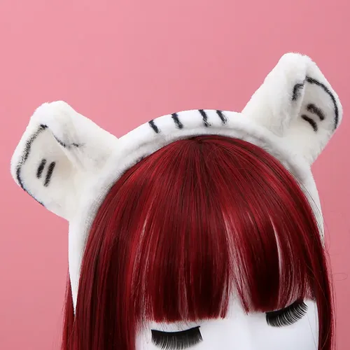 Diadema De Felpa Con Estampado De Animal Y Orejas De Tigre,