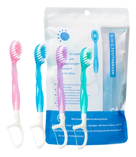 Mini Cepillo De Dientes Desechable Versátil Con Hilo Dental